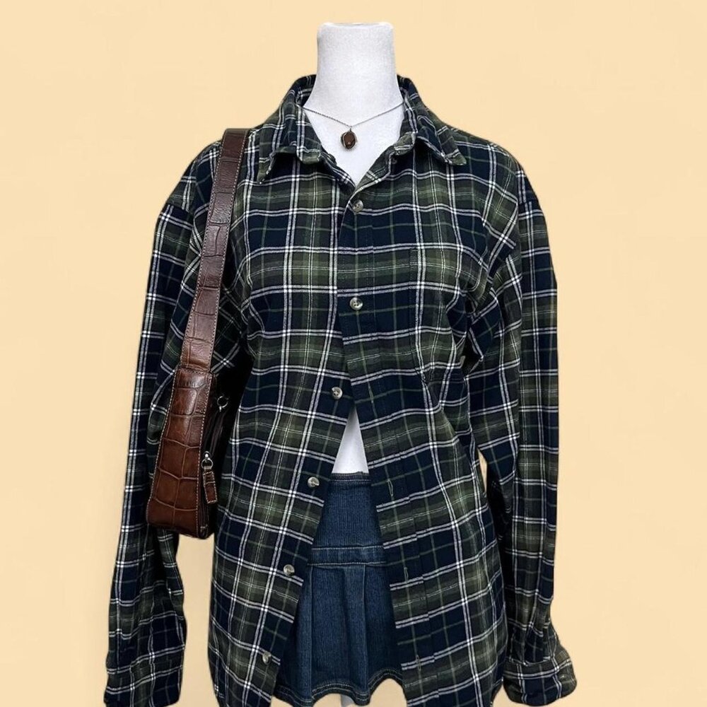 green blue plaid indie skater grunge flannel